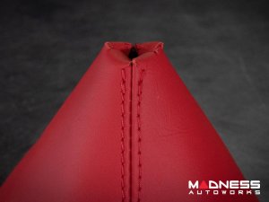 FIAT 124 Spider Gear Shift Boot - Black Italy - Red Leather w/ Red Stitching